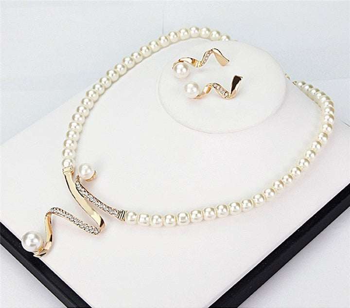 Natuurlijke Parel Halsketting + Oorbellen Set