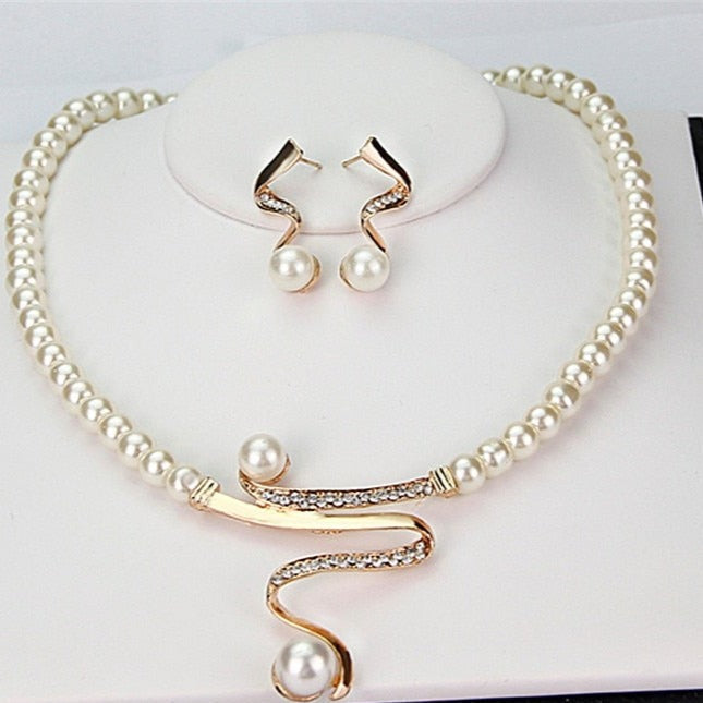 Natuurlijke Parel Halsketting + Oorbellen Set