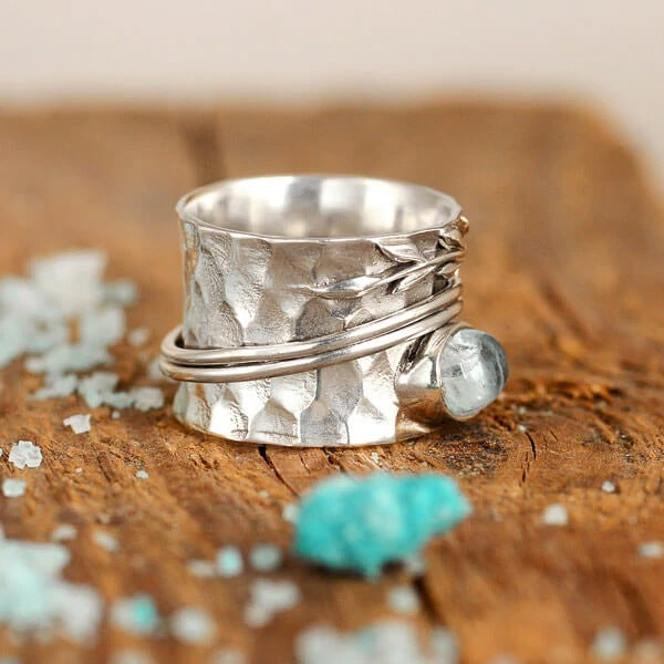 Boho Crystal Ring in Sterling Silver