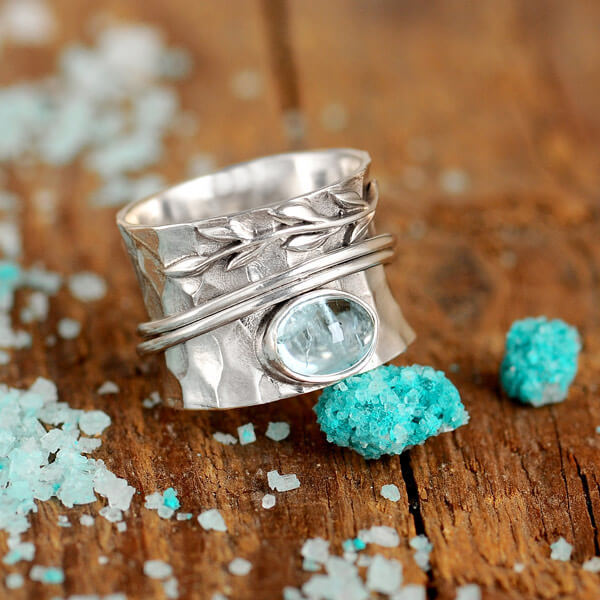 Boho Crystal Ring in Sterling Silver